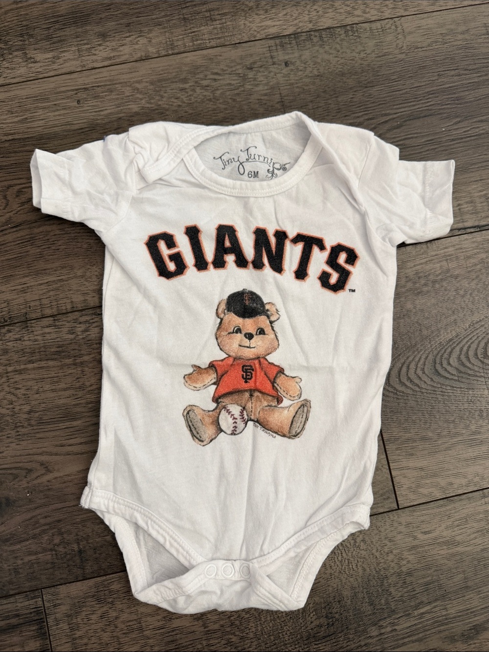 San Francisco Giants White Baby One-Piece Bodysuit - Teddy Graphic
